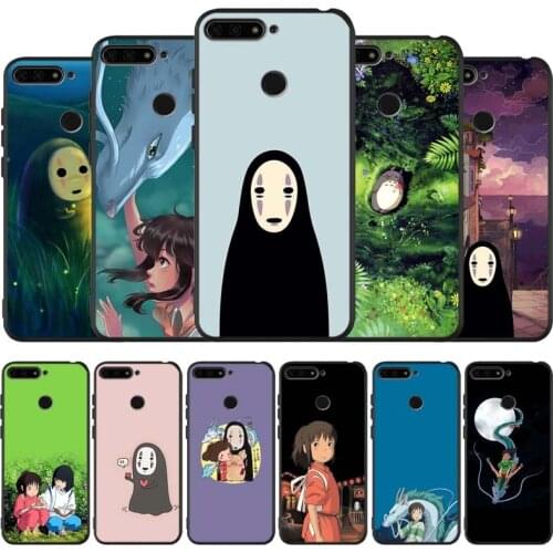 Cartoon Spirit Away Black Silicone Phone Case For Honor 30 20 Pro 8X 9X X10 10 20 Lite 10i Nova 5T Y6 7 9 Prime 2019 TPU Cover