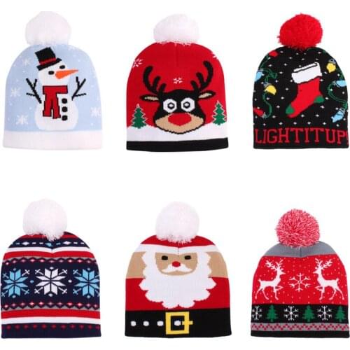 Children Christmas Pattern Childrens Woolen Hat Thermal Boys And Girls Knitted Hat Cap Skullies Beanies Hats