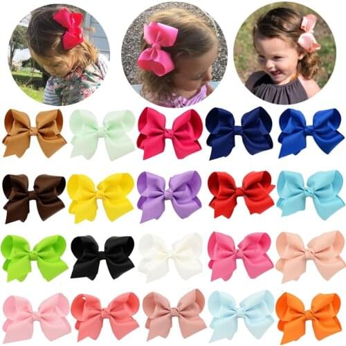 1Pcs high quality Handmade Girl bow-knot Clips with kids Boutique Solid Ribbon Bows Hairpin Windmill Hair Accessories 612
