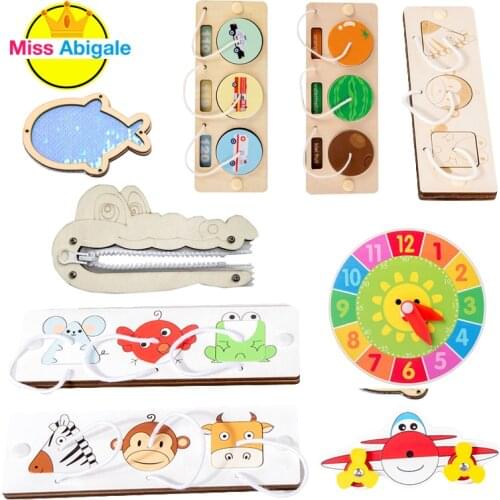 Montessori Children Busy Board Accessories Wood DIY Toy Material Early Education Activity Board Parts for Basic Skills Learning