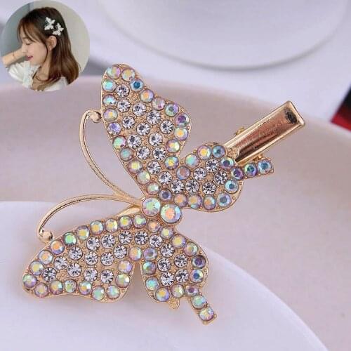 Crystal Butterfly Hair Clips For Women High-end Seafish Hair Accessories Rhinestone Hairpins Bows Girl Hairgirps Barrette