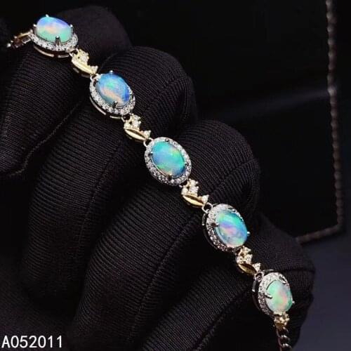 KJJEAXCMY fine jewelry natural Opal 925 sterling silver luxury new women hand bracelet support test hot selling