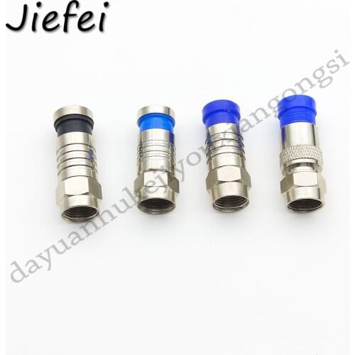100Pcs RG6 Compression Coaxial Cable F Type Straight Antenna Cable Connector Weatherproof Low Loss F Type Wire Connector 4 types