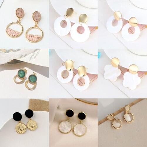 YAOLOGE Round Coin Earrings 2021 Trendy Geometric Alloy Dangle Earrings For Women Gift Party Birthday Fashion Jewelry Oorbellen