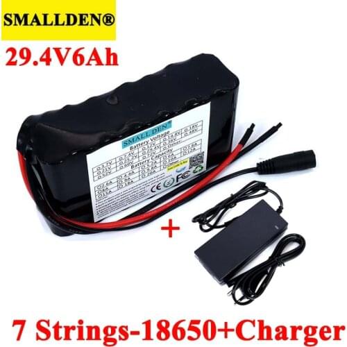 24V 6Ah 7S2P 18650 li-ion Rechargeable battery pack 29.4v 6000mAh electric bicycle moped Balancing scooter+ 29.4V 1A Charger