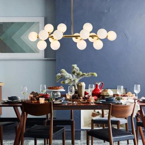 Nordic Black Gold Luxury Luster LED Chandelier with Glass Round Lampshade for Bedroom Living Dinning Room Cafe Indoor deco Light