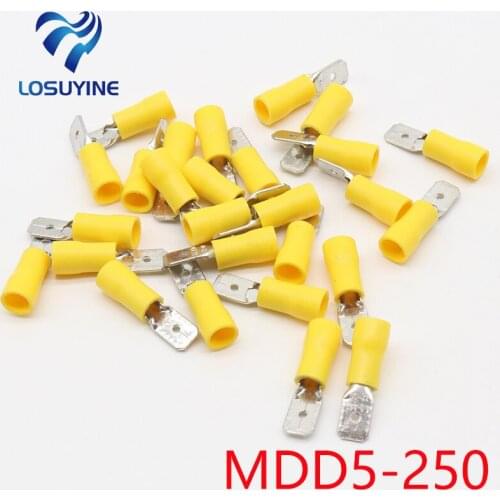 MDD5-250 MDD5.5-250 male Insulated Spade 100PCS/Pack Quick Connector Terminals Crimp Terminal AWG MDD