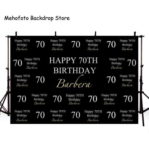 Neoback Happy Birthday 70s Party Photography Background Black Step and Repeat Photo Shoot Pattern Custom Background for Photo