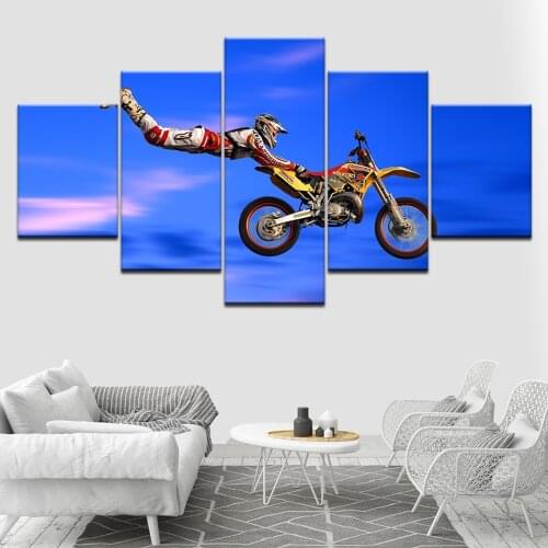 Motocross 5 Piece HD Wallpapers Art Canvas Print modern Poster Modular art painting for Living Room Home Decor