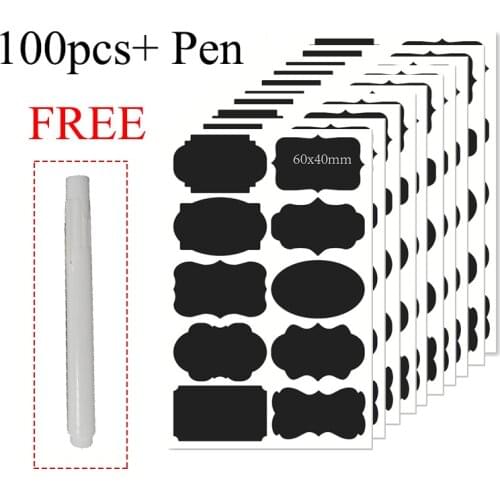 101 Pcs/Set Waterproof Chalkboard Kitchen Spice Label Stickers Home Jars Bottles Tags Blackboard Labels Stickers With Marker Pen