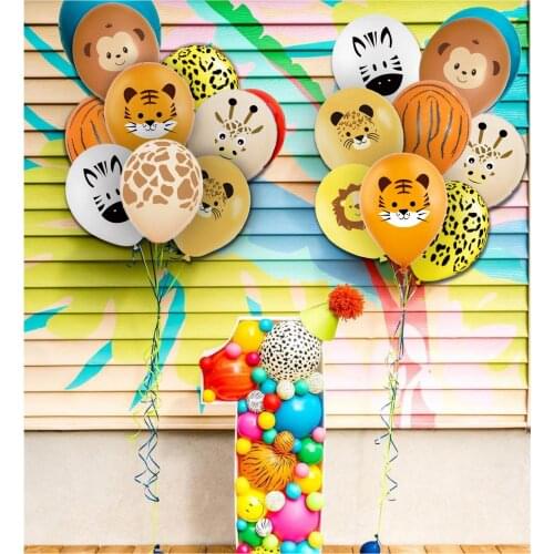 Forest Animal Theme Party Balloon Set Childrens Happy Birthday Decoration Ballon Photo Props Woodland Creatures Baloon Tiger