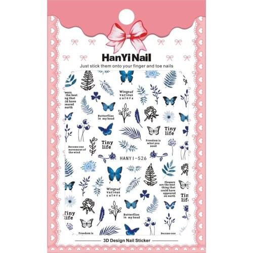 1 Sheet 83X105mm Dried Flower Nail Art Sticker Back Glue Butterfly Animal Decals Decorations 3D Ultra-Fine Adhesive Slider VI-BA