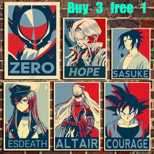 All Kinds of Cartoon Protagonist Retro Kraft Paper Poster Bar Office Coffee Shop Home Art Wall Stickers