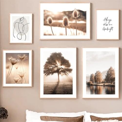 Dandelion Tree boat Forest Mountain Lake Nordic Posters And Prints Wall Art Canvas Painting Wall Pictures For Living Room Decor