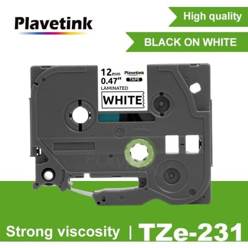 Plavetink TZe-231 Compatible for Brother P-touch Printer Label Tape Tze-231 Tz-231 12mm Black on White TZe 231 Laminated Ribbons