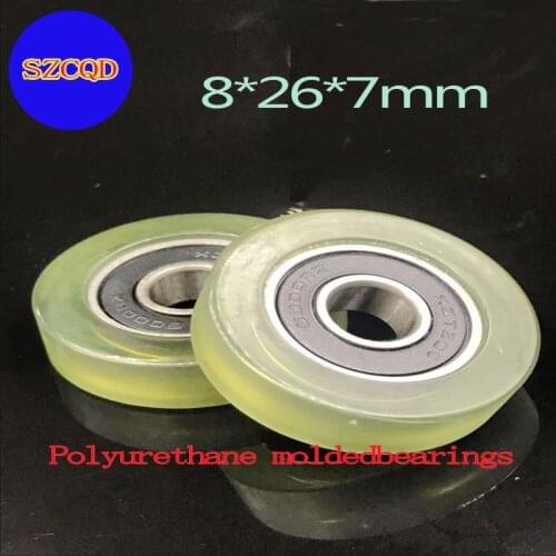 2psc 8* 24* 7 PU608 Polyurethane Bearing, Silent, High elasticity 85 Degrees, Wear-resisting Acid and alkali