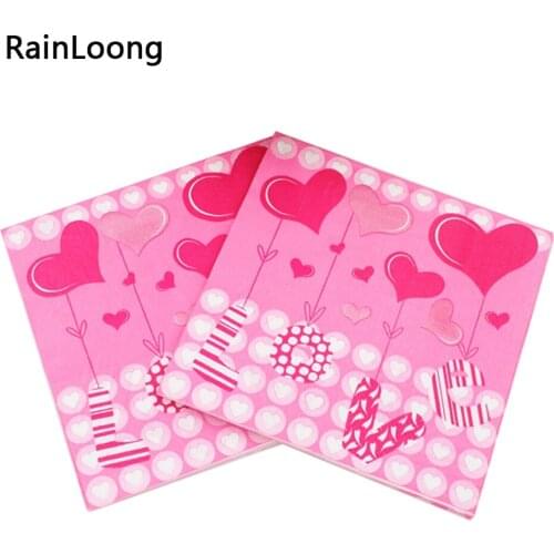 [RainLoong] Wedding Love Para Festas & Party Tissue Printed Paper Napkins Supply Party Decoration 33CM*33cm 1 pack (20pcs/pack)