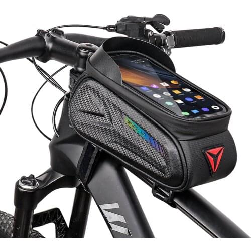 Bike Front Frame Bag Waterproof Bicycle Front Beam Phone Mount Pack Holds up 7in Smart Phones Cycling Accessories