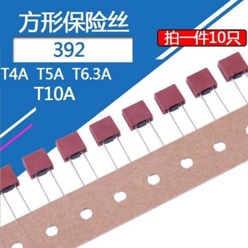 10pcs/lot 392 square fuse T5A red square insurance T4A slow break 250v volt T6.3A power insurance T10A