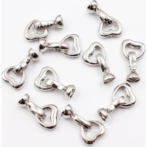 10 Pcs Jewelry Findings Circle Heart Copper Gold Plated Clasps For Pearl Bracelets Necklaces Making DIY Craft Accessories