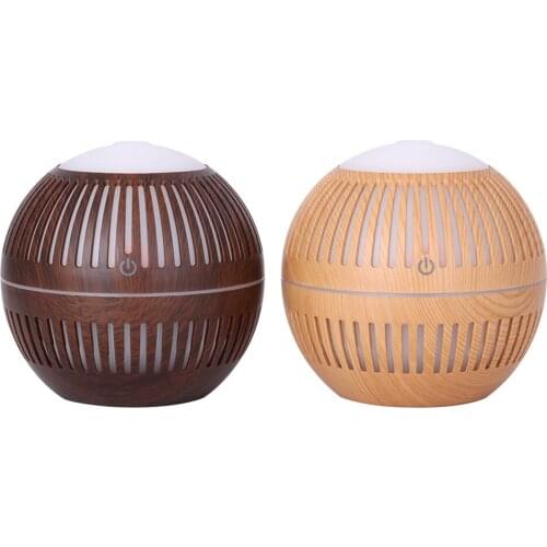 130ml new wood grain hollow humidifier, USB plug aromatherapy essential oil diffuser, seven-color LED lights, used in bedroom