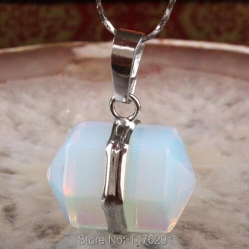 2015 New Men women Are suitable Opal Hexagon Faceted Hexagon Biconical Gem Bead Pendant 1 PCS