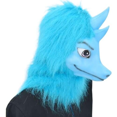 2021 Anime Movie Raya and The Last Dragon Sisu Costume Latex Headgear Blue Dragon Wig for Adult Halloween Carnival Cosplay Party