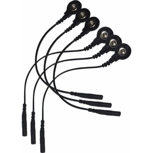 5 Pairs Black Electrode Lead Line Cables Snap 3.5mm Head Plug Hole 2.0mm Massager Connection Wire Tens Machine Treatment Device