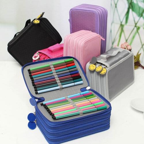72 Holders 4 Layer Portable Oxford Canvas School Pencils Case Pouch Brush Pockets Bag Pencil Holder Case School Supplies
