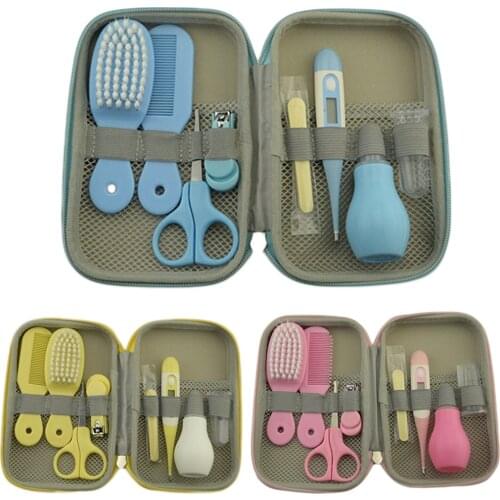 8Pcs/Set Baby Health Care Kit Portable Newborn Baby Grooming Kit Nail Clipper Scissors Hair Brush Comb bb child Safety Care Set