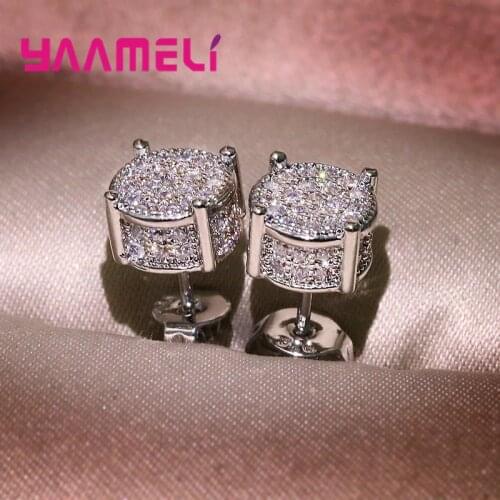 925 Sterling Silver Starry Sky Stud Earrings Cubic Zircon Gem Wholesale Women Girls Ear Brincos Jewelry Pendientes