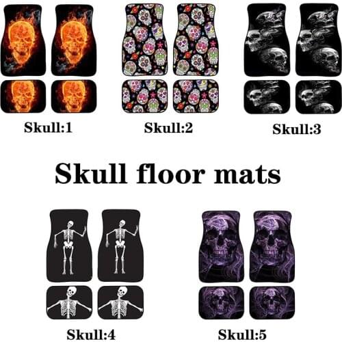 Aimaao Purple Skull Smoke Universal Fit Front/Rear 4 Pcs Full Set Carpet Car SUV Truck Floor Mats For VW Toyota Avensis T25