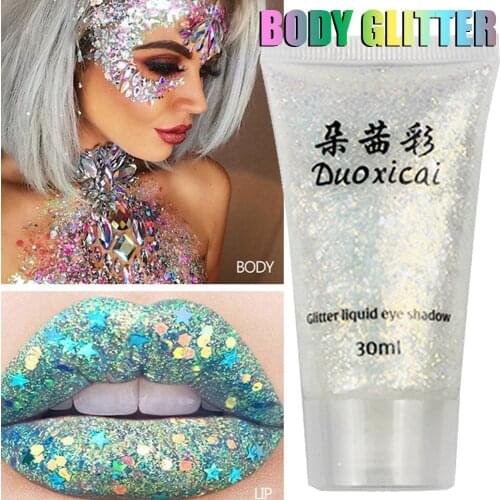 30ml Glitter Shiny Body Painting Eye Shadow Gel Cream Face Shimmer Body Art Festival Party Eyes Makeup Sequins Gel Cosmetics