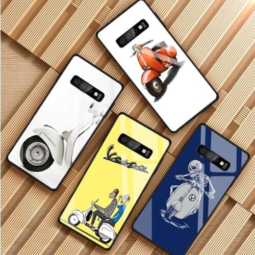 Vespa Scooter Tempered Glass Phone Case For Samsung Galaxy S8 S9 S10 S20 PLUS J6 J8 2018 NOTE 8 9 10 Cover Shell