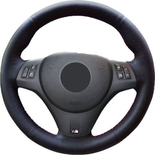 Black Artificial Leather Car Steering Wheel Cover for BMW M Sport M3 E90 E91(Touring) E92 E93 E87 E81 E82(Coupe) E88 X1 E84