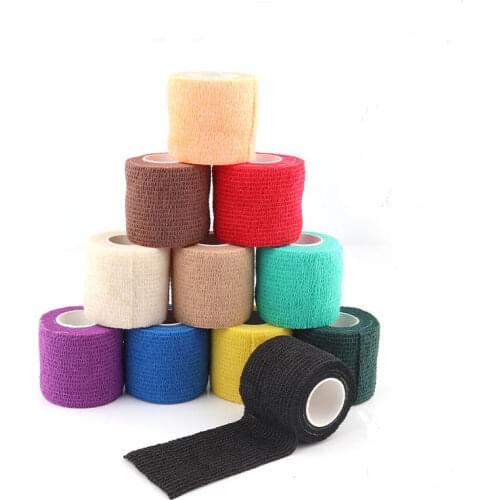 Colorful Disposable Self Adhesive Elastic Bandage For Handle With Tube Tightening Of Tattoo Machine Grips Cover Wrap Tape