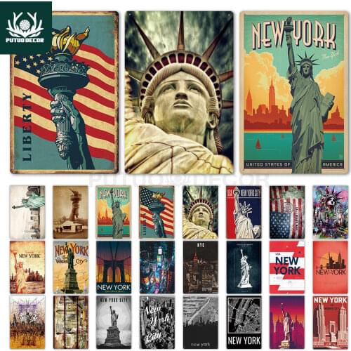 New York Vintage Metal Poster Plaque Metal Vintage British Coffee Bar House Home Decorative Metal Plate Wall Decor Tin Sign