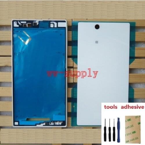 For Sony Xperia Z Ultra XL39h C6802 C6803 C6833 Full Housing Front Frame Chassis + Back Battery Cover Case+Port Dust Plug Cover