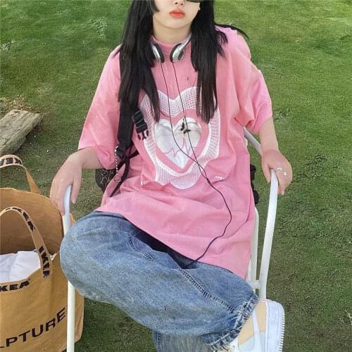 Womens T-shirts Korean Black Oversized Tshirt Tops Harajuku Vintage Aesthetic Gothic Graphic Punk Clothes Dropshipping Hip Hop