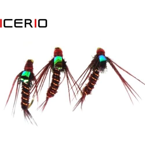 ICERIO 10PCS Flashback Pheasant Tail Mayfly Nymphs Flies Trout Fly Fishing Lures #12