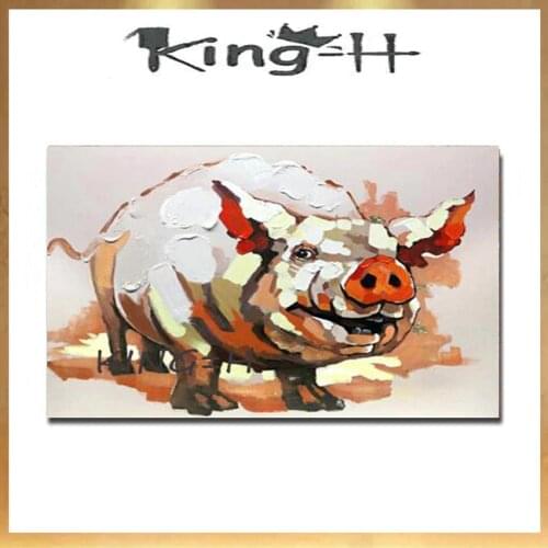 Canvas Painting Hand painted decoracion Pictures Modern Wall Art On Canvas Animal fat Pig Oil Painting Pig For Room Decor
