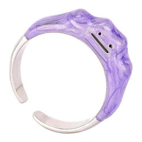 Korean Design INS Creative Open Rings Dreamy Purple Variety Cute Personality Smiley Monster Ring Women Girls Fashion Jewelry