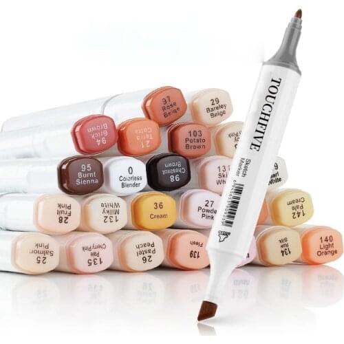Touchnew Marker Skin Tones Art Markers Pen Artist Dual Headed Alcohol Based Manga Brush Pen for Coloring