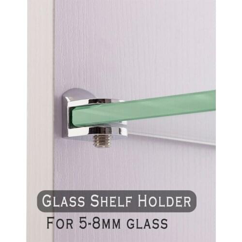 Zinc Alloy material Chrome color 5-8mm glass shelf support Heavy Duty glass holder with silicon bumper