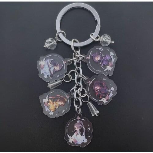 Mo Dao Zu Shi New Acrylic Wei Wuxian Lan Zhan Anime Keychain Key Ring Transparent Flash Pagoda Ball Beads Decoration Gift