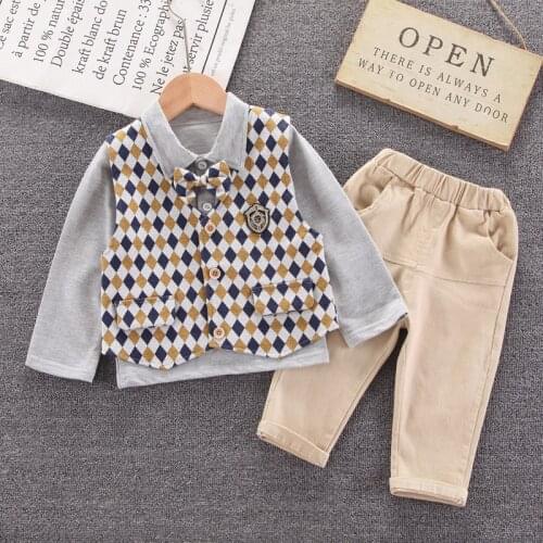 Fashion Autumn Infant Clothing Set Kids Baby Boy Suit Gentleman Wedding Formal Cotton Vest Tie Shirt Pant 4Pcs Toddler Outfits
