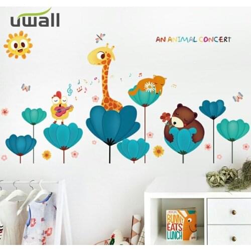 Cartoon Cute Deer Animal Wall Stickers For Kids Room Child Bedroom Wall Decoration Home Decorations Self Adhesive Decor Stickers