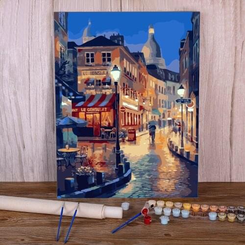 Scenery Street Landscape DIY Paint By Numbers Package Acrylic Paints 40*50 Oil Painting Loft Wall Picture For Wholesale