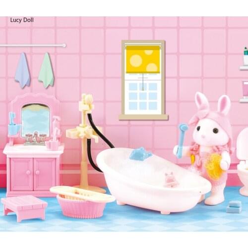 1:12 DIY House Miniature Furniture Toys Set Forest Animal Family DIY Bathroom Dining Room Kitchen Bedroom Girl Christmas Gifts