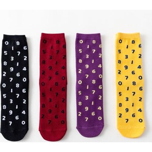 Socks Funny Cute Women Digital Japanese Streetwear Female Harajuku Street Hip Hop Skate Vintage Casual Cotton Sock Autumn Winter